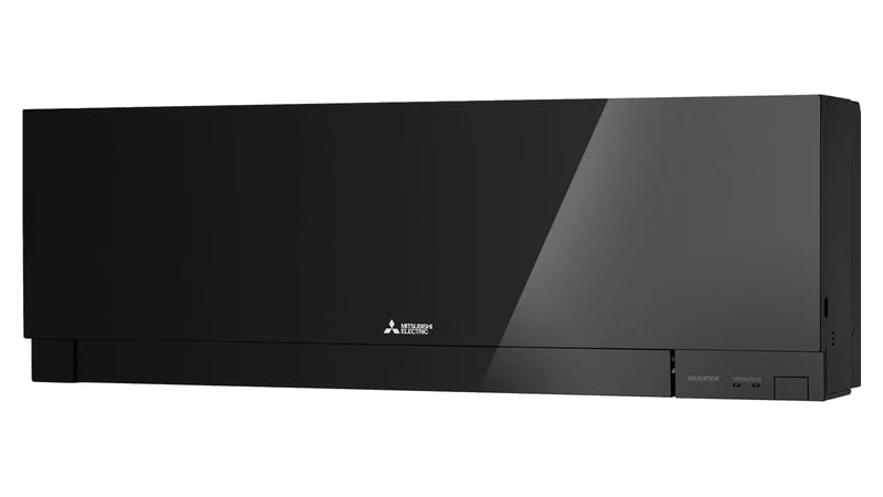 Musta Mitsubishi Electric EF35 -ilmalämpöpumpun sisäyksikkö